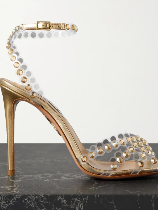 Aquazzura Gold Tequila Plexi Sandal (In Store)