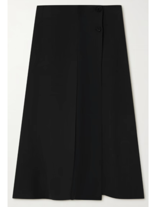 Loro Piana Alida bead-embellished pleated silk crepe de chine midi wrap skirt