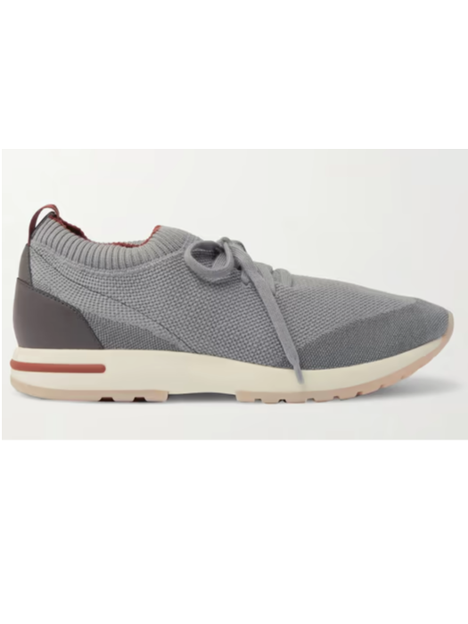 Loro Piana 360 Flexy Walk Leather-Trimmed Knitted Wish Wool Sneakers (In Store)
