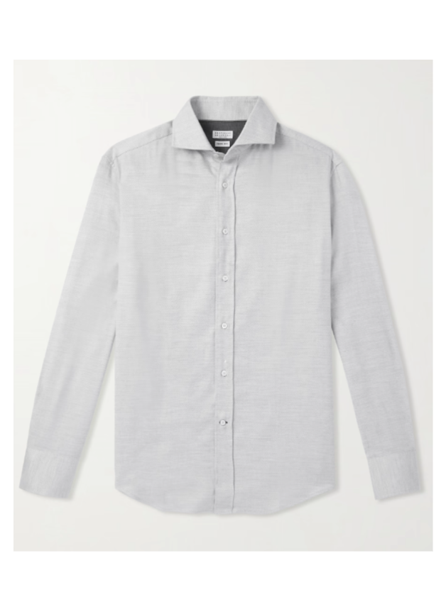 Brunello Cucinelli Herringbone Cotton and Lyocell-Blend Flannel Shirt (In Store)