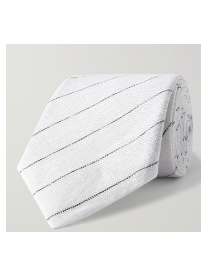 Brunello Cucinelli 7.5cm Striped Linen Tie (In Store)