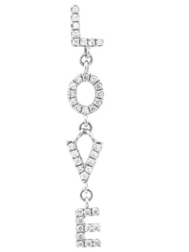 Wish Fine Jewelry Diamond 18K White Gold Love Single Dangle Drop Earrings (In Store)
