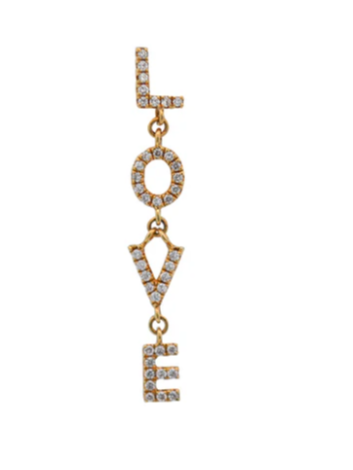 Wish Fine Jewelry Diamond 18K Gold Love Single Dangle Drop Earrings (In Store)