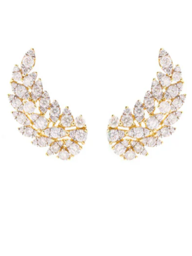 Wish Fine Jewelry 2.30ct Diamond 18K Gold Leaf Climber Earrings (In Store)