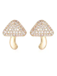Wish Fine Jewelry Diamond 14K Gold Mushroom Stud Earrings (In Store)