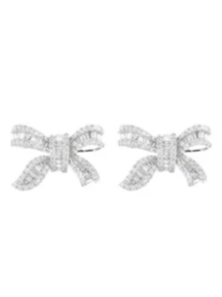 Diamond 18K Gold Bow Earrings (In Store)