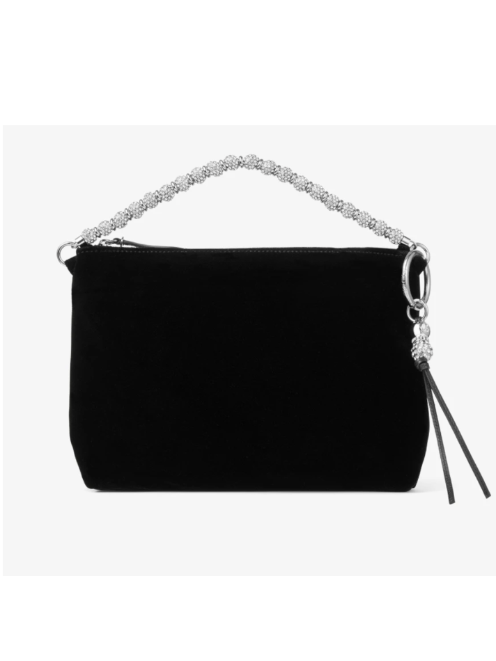 Jimmy Choo Callie Black Velvet Clutch Bag (In Store)