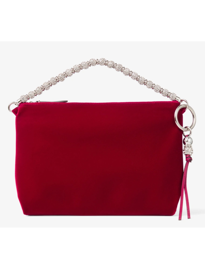 Jimmy Choo Callie Ruby Red Velvet Clutch Bag (In Store)