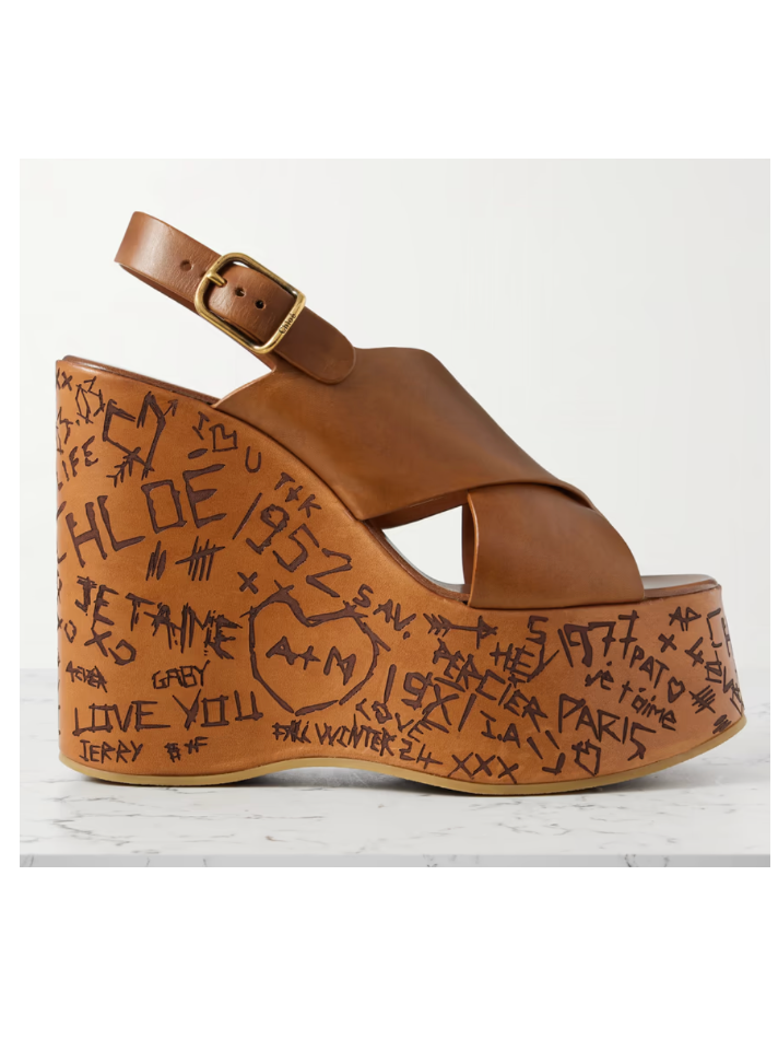 Chloé Maxime leather platform wedge sandals (In Store)