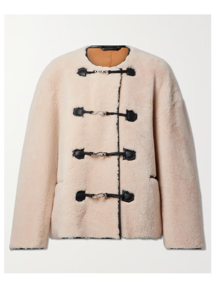 TOTEME Leather-trimmed shearling jacket (in Store)