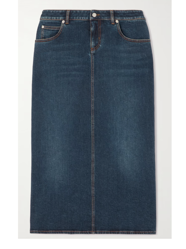 Alexander McQueen Paneled denim midi skirt (In Store)