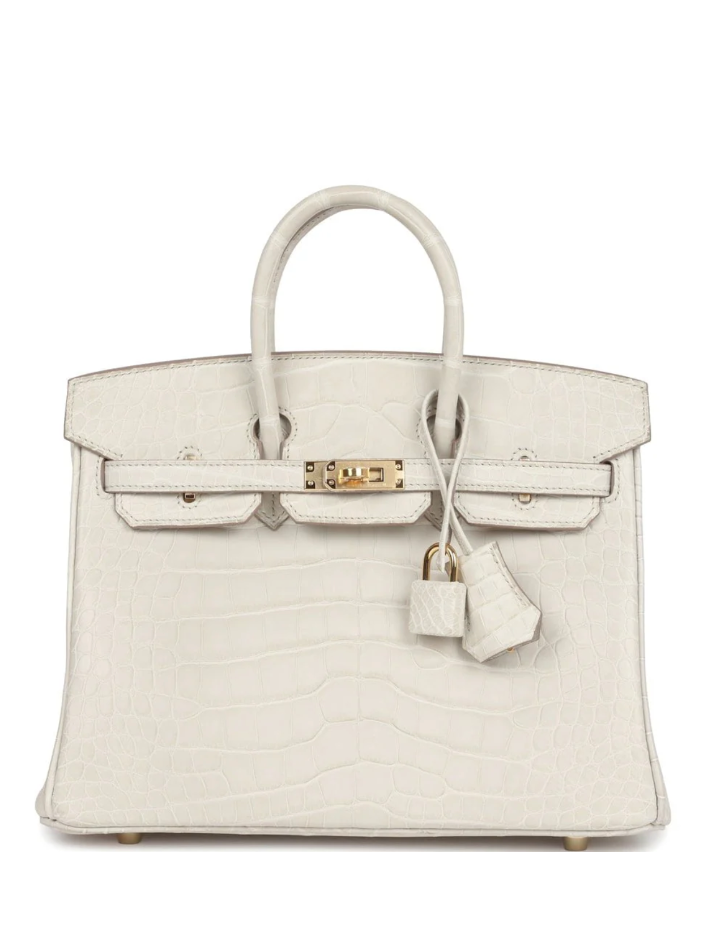 HERMÈS Hermès Birkin 25 Beton Matte Alligator Gold Hardware (In Store)