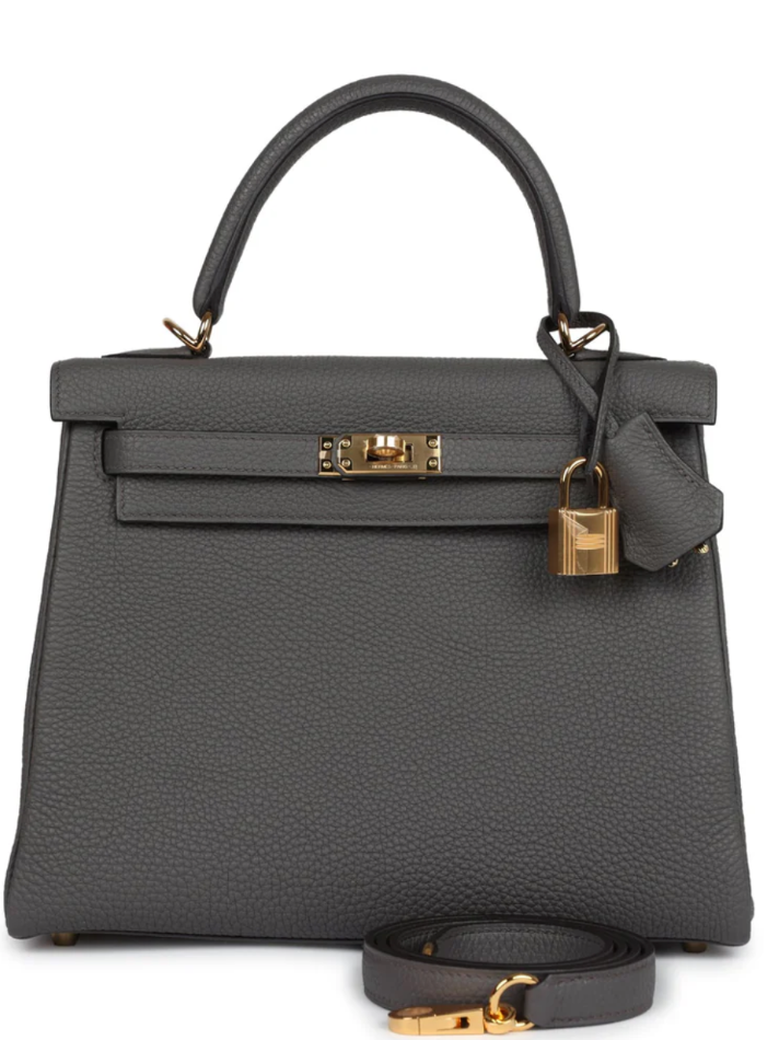 HERMÈS Hermès Kelly Retourne 25 Etain Togo Gold Hardware (In Store)