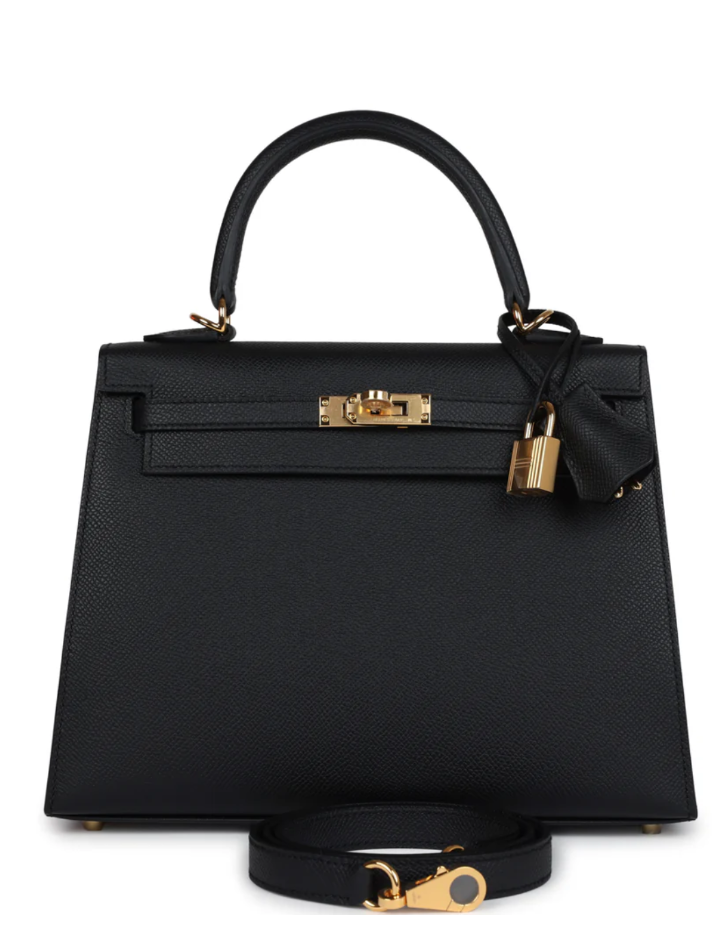 HERMÈS Hermès Kelly Sellier 25 Black Epsom Gold Hardware (In Store)