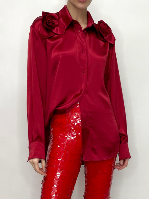 Aknvas Flor Satin Button down shirt (In Store)