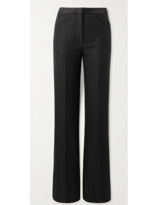 Tom Ford Satin-trimmed wool, mohair and silk-blend flared pants (In Store)