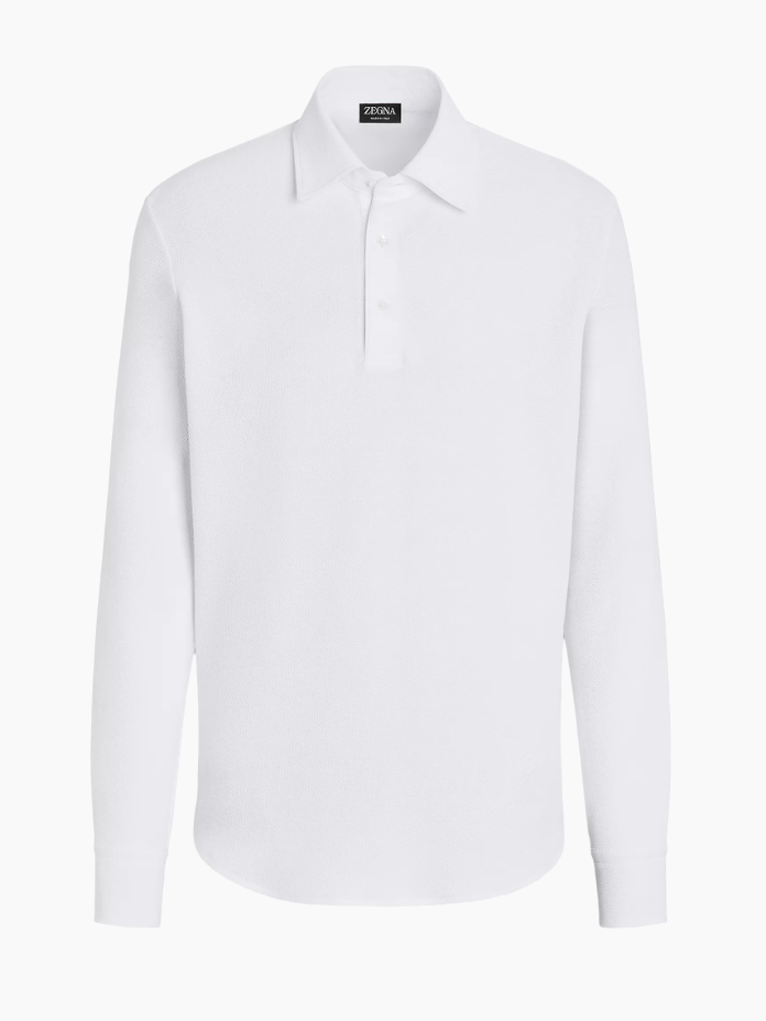 Zegna Men's Lightweight Cotton Polo Shirt - White