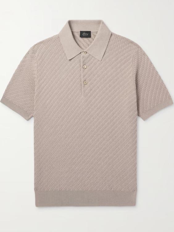 Brioni Cotton, Silk and Cashmere-Blend Polo Shirt