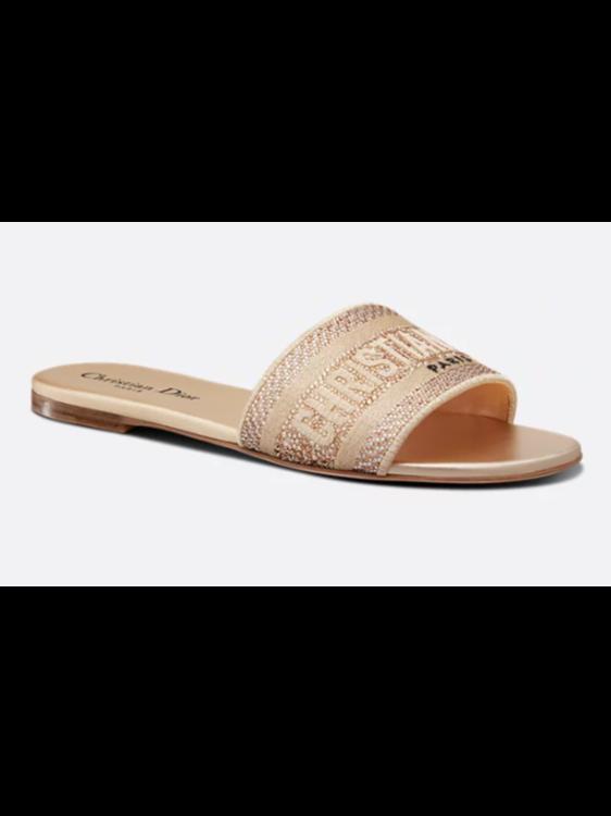 Dior Dway Slide Cotton Embroidered with Metallic Thread and Gold-Tone Strass