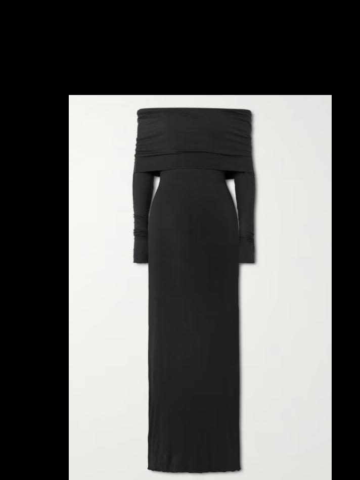 Skims Sheer Modal-Blend Off Shoulder Long Dress