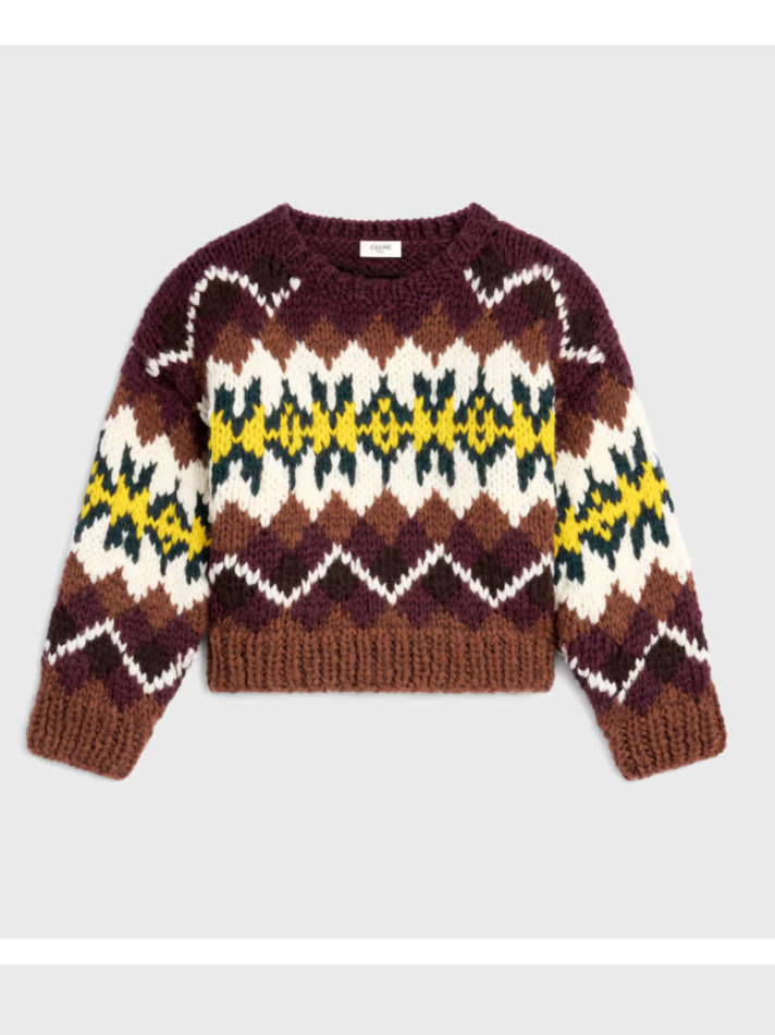 Celine Crewneck Sweater in Fair Isle Wool