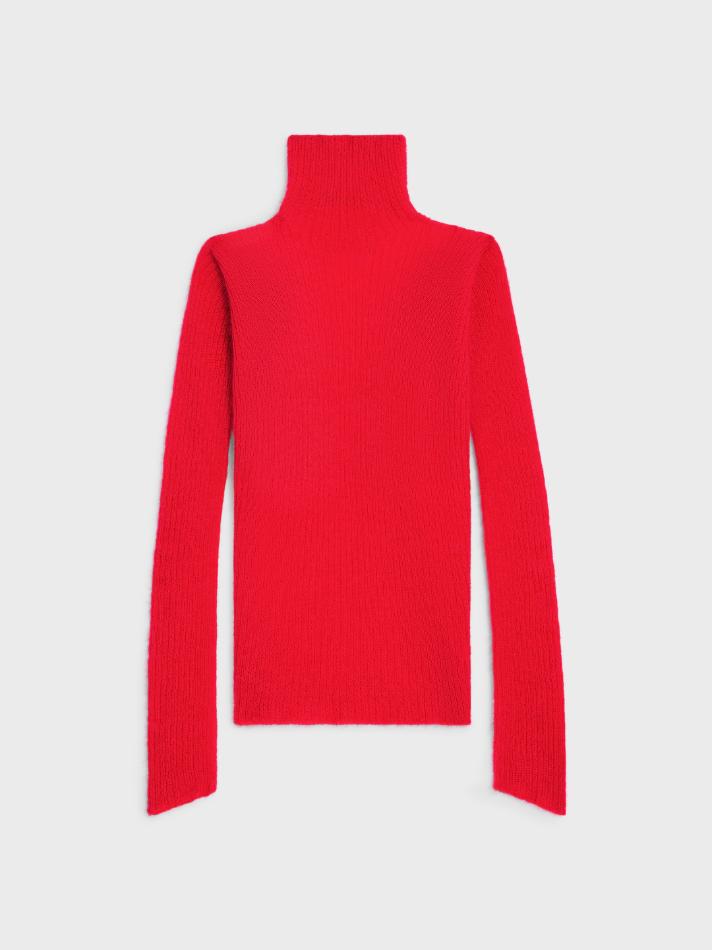 Celine Turtleneck Sweater in Ribbed Mohair and Silk