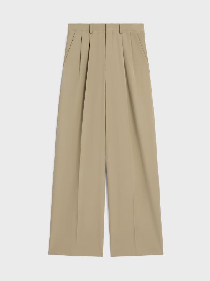 Celine Pleated Trousers in Cotton and Wool Gabardine