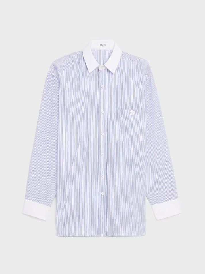 Celine Oversized Shirt in Striped Chambray Cotton