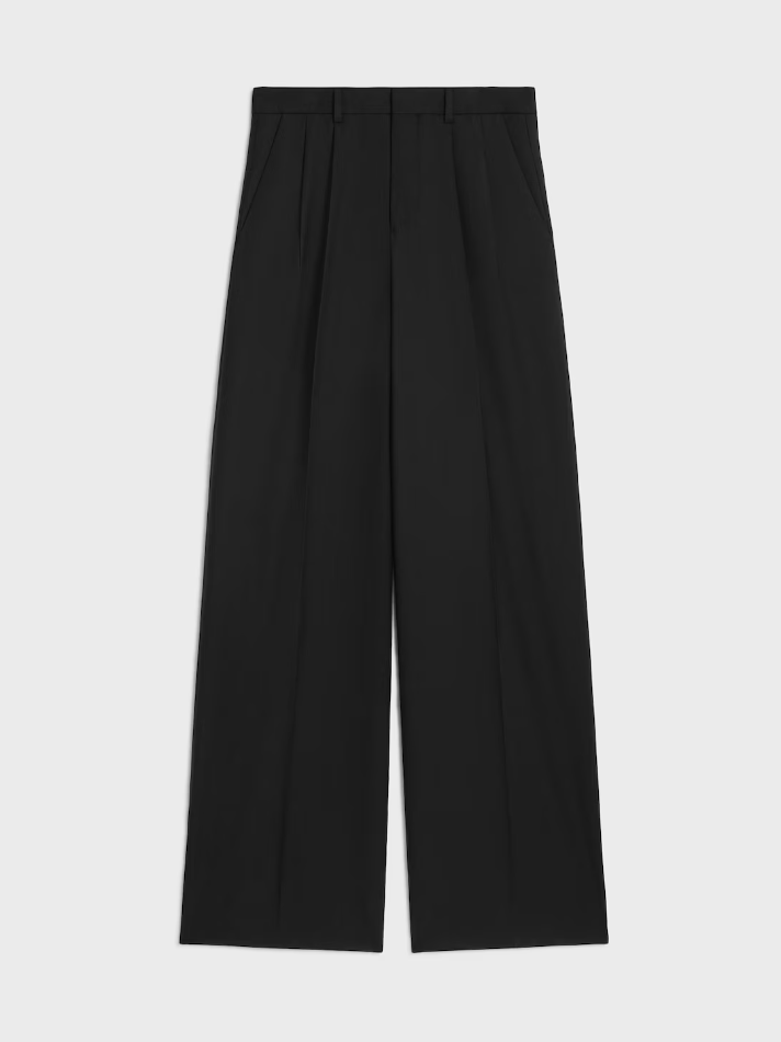 Celine Pleated Trousers in Light Wool Gabardine