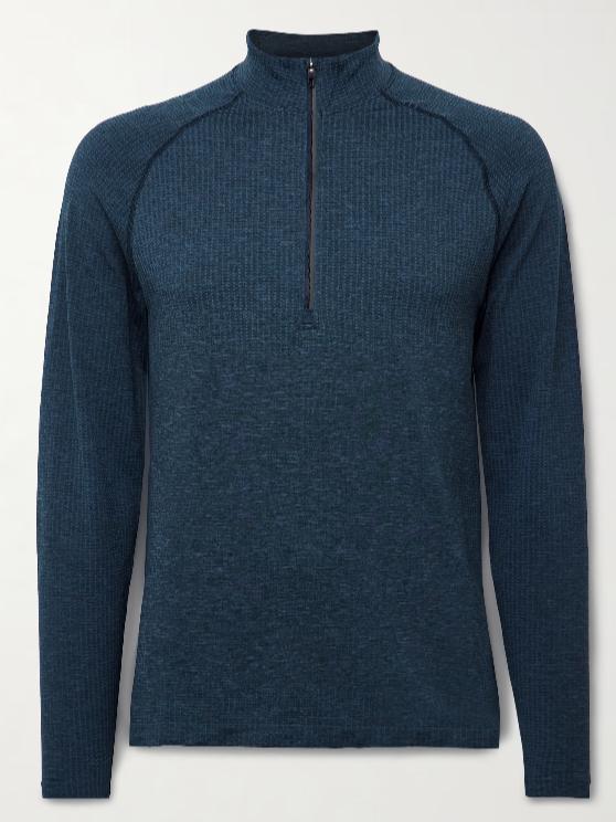 lululemon Navy Metal Vent Tech Slim-Fit Stretch-Jersey Half-Zip Top