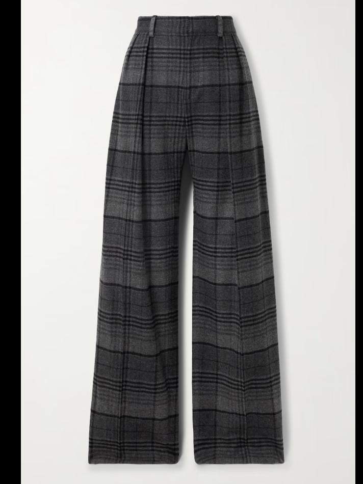 Ralph Lauren Collection Jody pleated checked wool wide-leg pants
