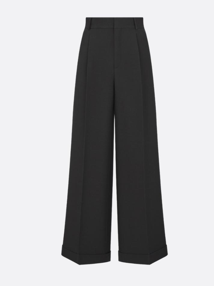 Dior Flared Pants in Black Wool and Silk