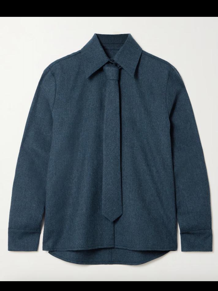 Kallmeyer Billie tie-detailed wool-twill shirt