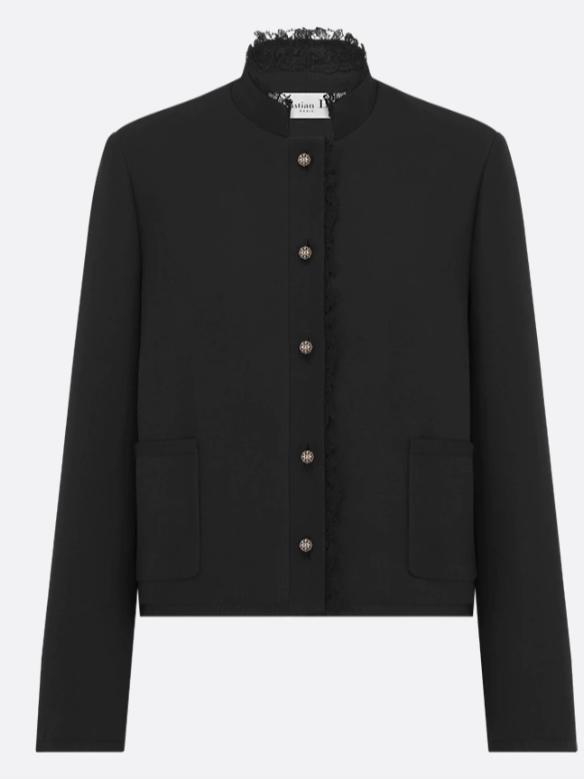 Dior Cropped Jacket in Black Wool and Silk - Women's Clothing