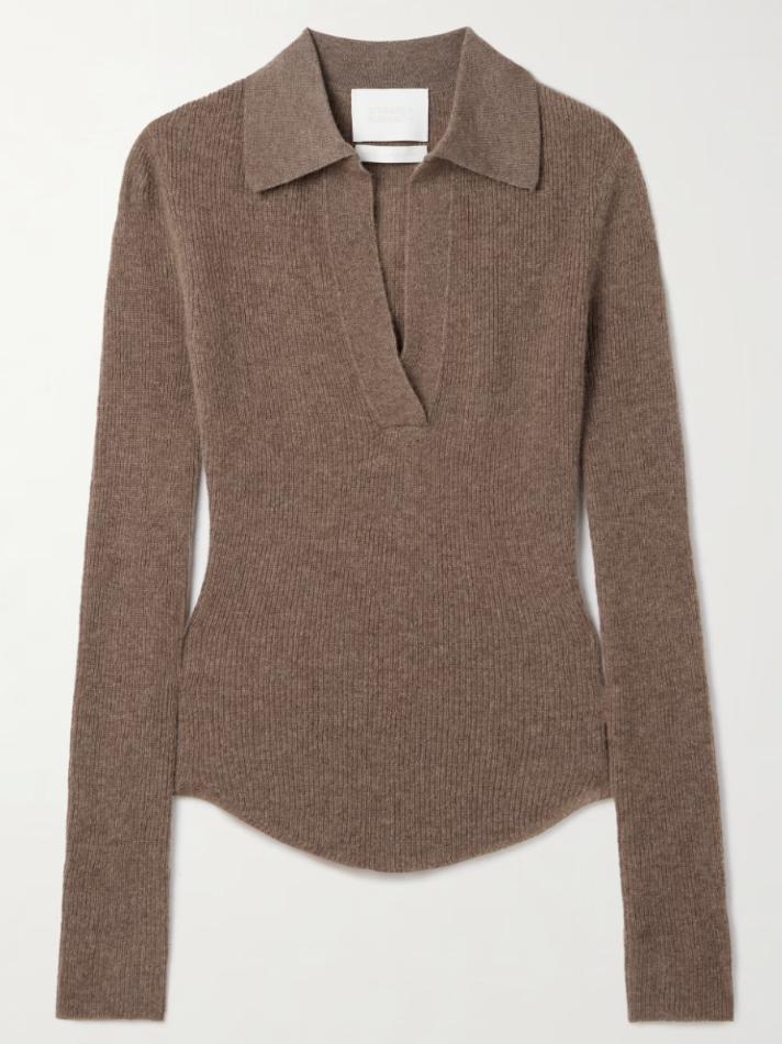 Citizens of Humanity  Simone ribbed wool and cashmere-blend polo sweater