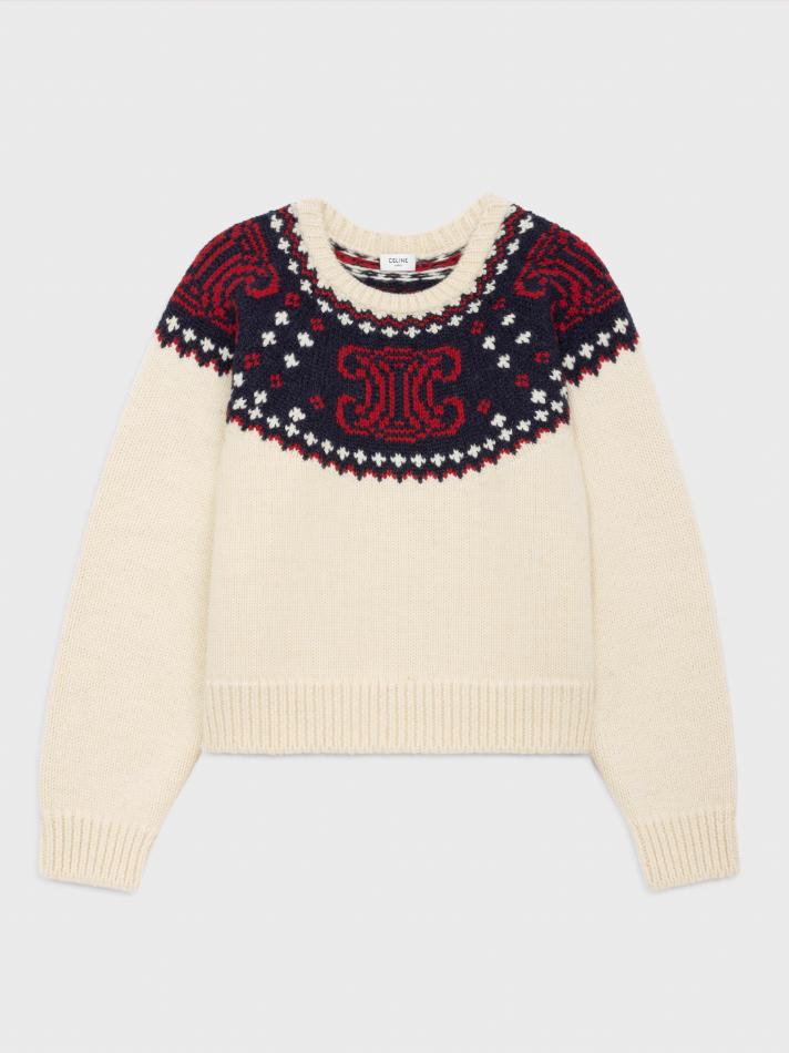 Celine Triomphe Crew Neck Sweater is Fair Isle Wool
