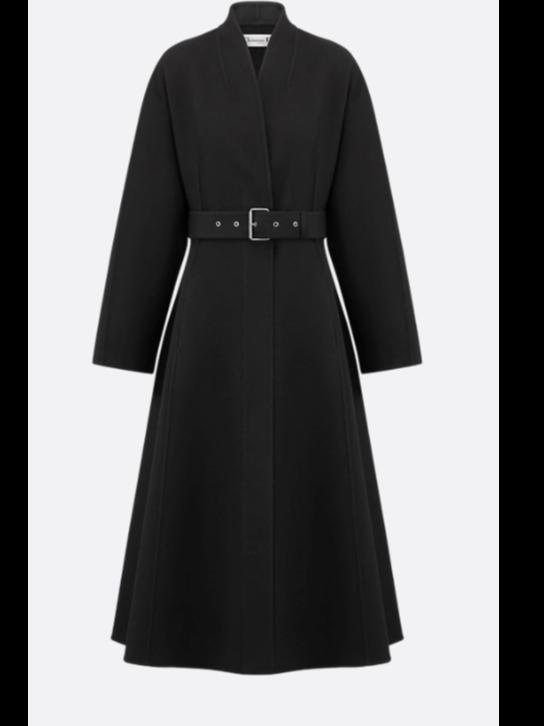 Dior Belted Coat IN Black Double-Sided Virgin Wool and Cashmere - Women's Clothing