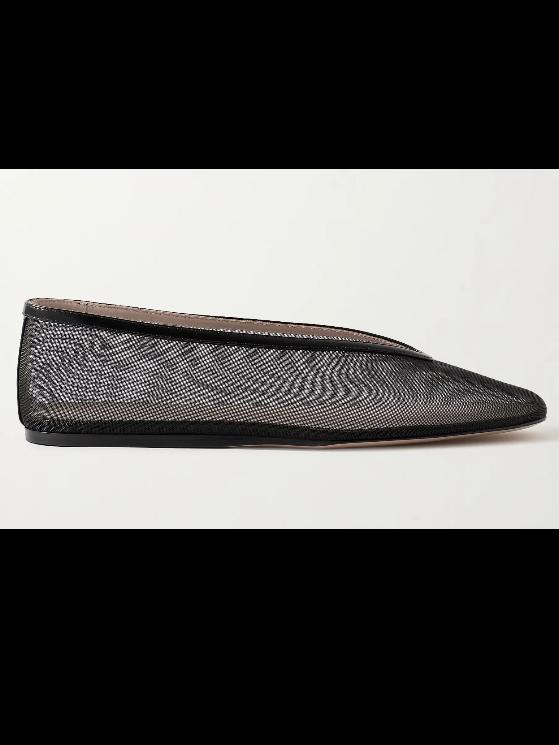 Le Monde Béryl Luna leather-trimmed mesh ballet flats