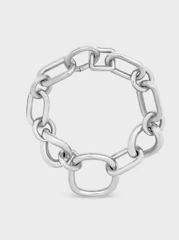 Celine Celine Charms Modern Thin Gourmette in Brass with Rhodium Finish