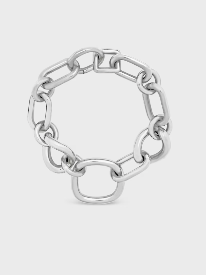 Celine Celine Charms Modern Thin Gourmette in Brass with Rhodium Finish