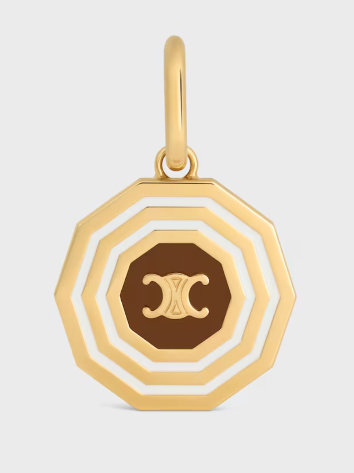 Celine Celine Charms Decagon Triomphe Medal in Enamel and Brass with Gold finish
