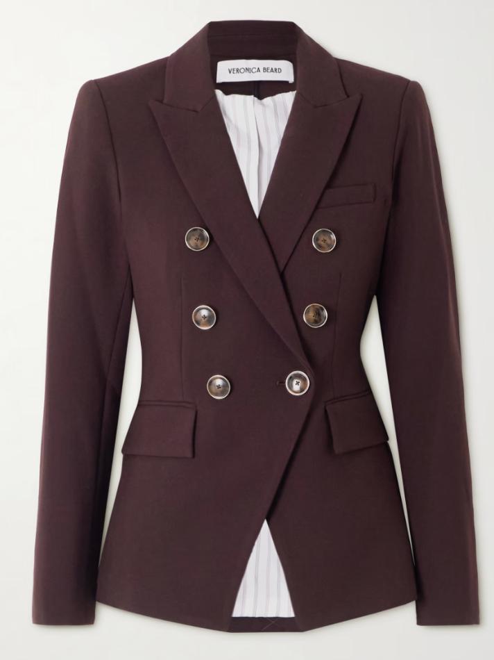 Veronica Beard Miller Dickey double-breasted woven blazer