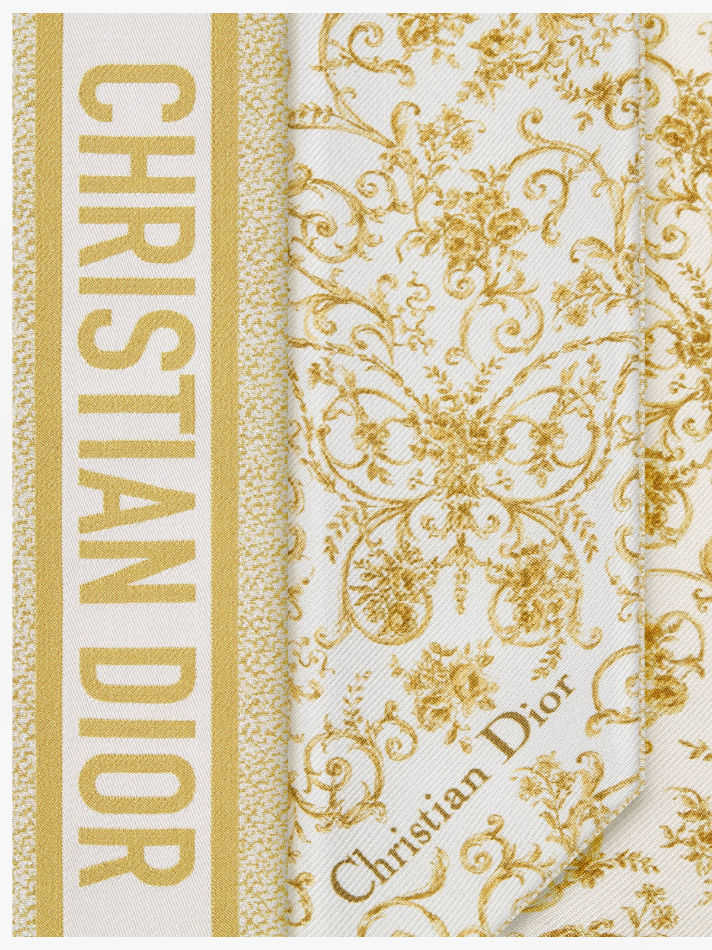 Dior White and Gold-Tone Silk Twill Dioresque Butterfly Mitzah Scarf