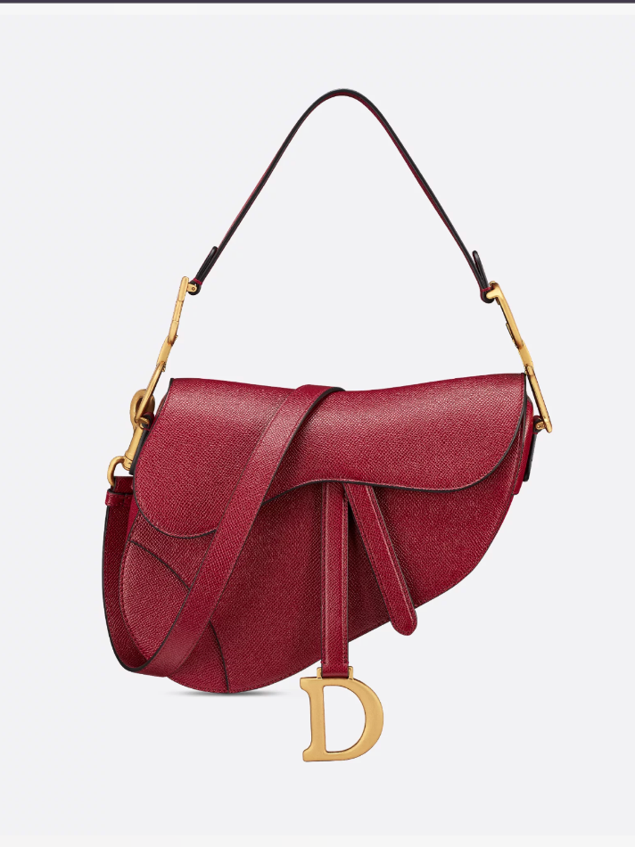 Dior Cherry Red Saddle Bag with Strap