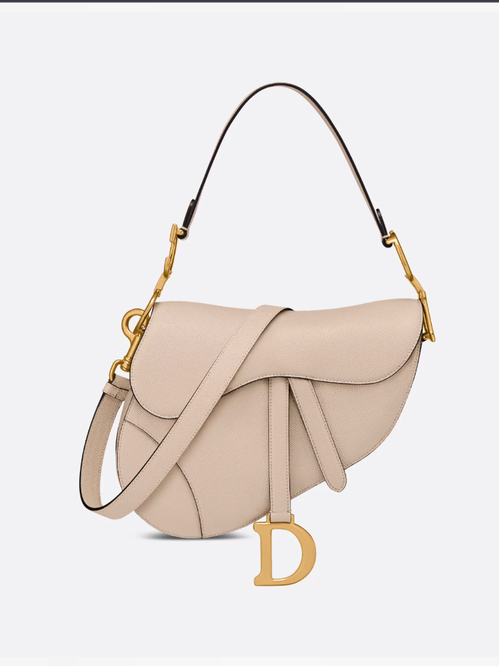 Dior Powder Beige Saddle Bag with Strap