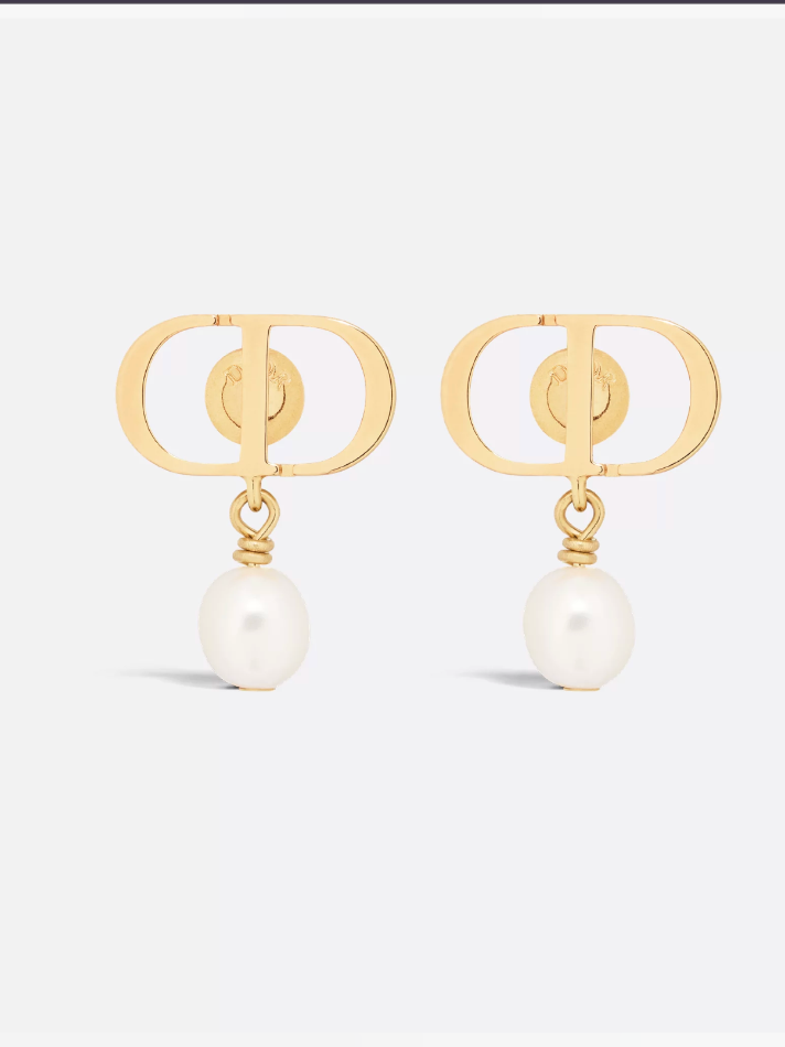 Dior Gold-Finish Metal and White Resin Pearls Petit CD Earrings - Women's Jewelry And Watches