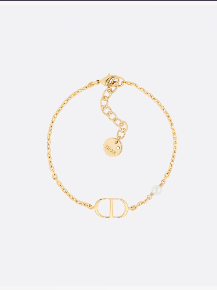 Dior Gold-Finish Metal and White Resin Pearl Petit CD Bracelet - Women's Jewelry And Watches