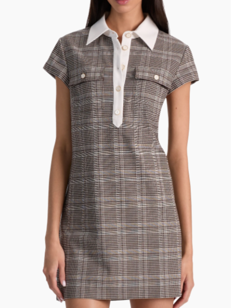 ALICE & OLIVIA Darby Plaid Collared Minidress