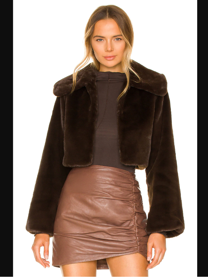 Camila Coelho Cleobella Cropped Faux Fur Jacket