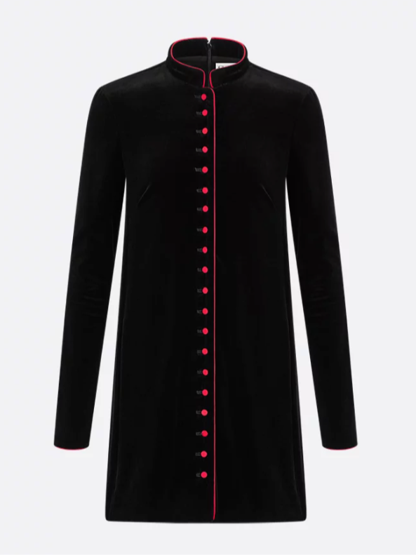Dior Black Cotton Velvet Short Dress
